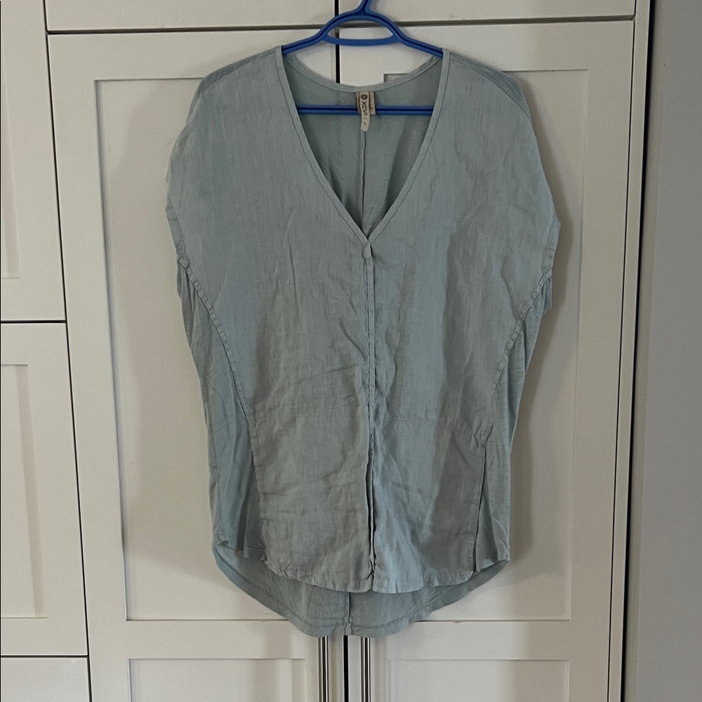 XCVI Sage Green Linen Front Top
